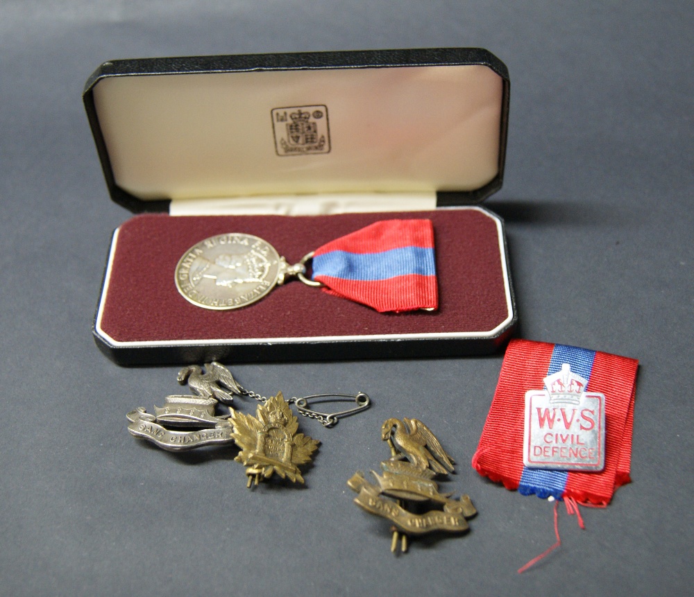 Militaria to include a boxed Imperial service medal, hallmarked silver King's Regiment,