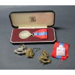 Militaria to include a boxed Imperial service medal, hallmarked silver King's Regiment,