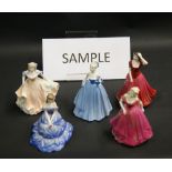 A selection of ten ceramic figurines of ladies in period costume by Coalport