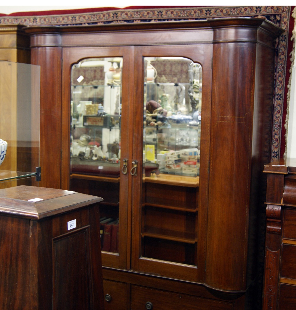 Victorian mahogany two door wardrobe with satinwood inlay, two drawers to the base. - Image 2 of 2