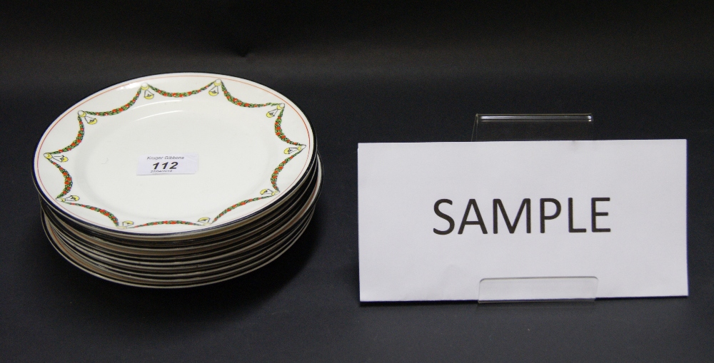 Dessert service by Sutherland China comprising eight side plates and a cake plate - Image 3 of 3