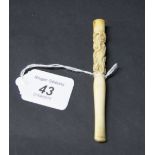 Early 20th Century carved ivory cheroot holder, approximately 4",