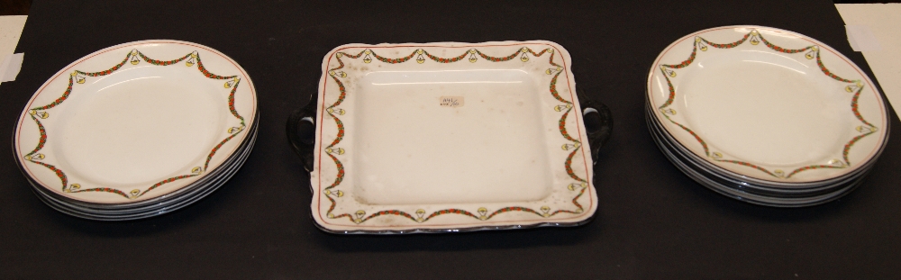 Dessert service by Sutherland China comprising eight side plates and a cake plate - Image 2 of 3