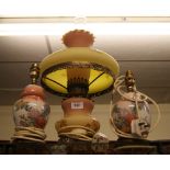 Large colourful converted oil lamp,