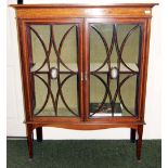 A Sheraton revival mahogany two-door display cabinet, inlaid with satinwood,