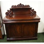 Victorian mahogany two-door chiffonier with carved upstand