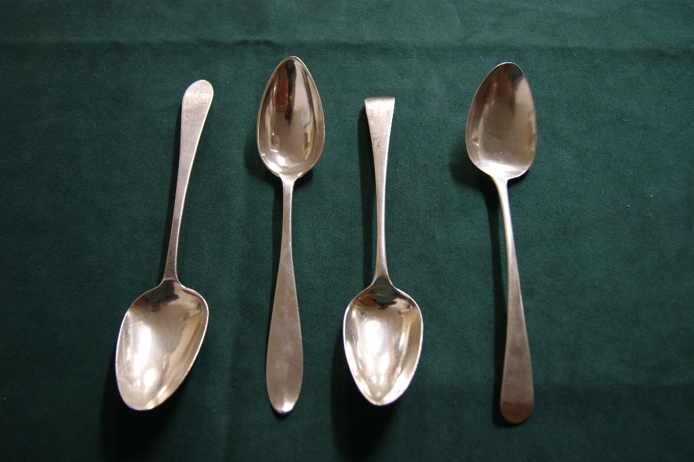 Three Georgian hallmarked silver tablespoons,