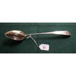 Scottish silver strainer spoon, Alexander Henderson, Edinburgh 1810. Approximately 31cm long, weight