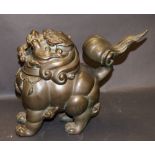 A 19th Century Chinese cast bronze Fo dog-form censer,