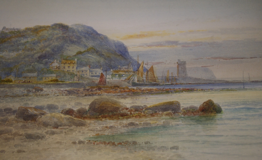 M. Grosse, a pair of watercolours. 'Hall Sands, South Devon' and 'Lynmouth, North Devon'. - Image 3 of 6