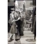 After Guy Blanchard, a monochrome engraving of a stylised Roman street scene.