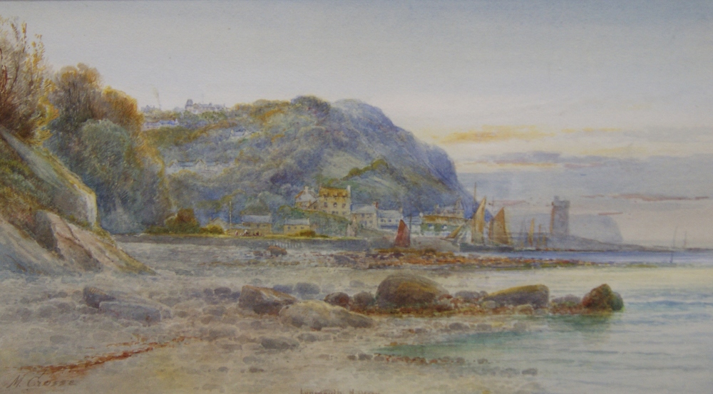 M. Grosse, a pair of watercolours. 'Hall Sands, South Devon' and 'Lynmouth, North Devon'. - Image 6 of 6