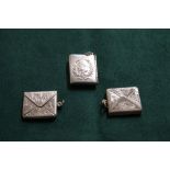 Three silver stamp holders (13g)