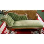 A 19th Century mahogany-framed upholstered chaise longue