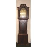 19th Century mahogany and cross banded long cased clock with moon-phased dial, for restoration.