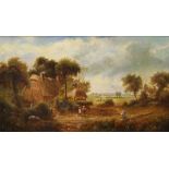 A 19th century Dutch school oil on canvas of a figural rural scene, bearing no visible signature.