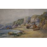 M. Grosse, a pair of watercolours. 'Hall Sands, South Devon' and 'Lynmouth, North Devon'.