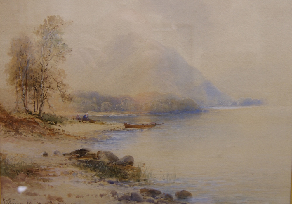 Emile A. Krause, a watercolour "Silver-Strand Loch Katrine, Argyll".