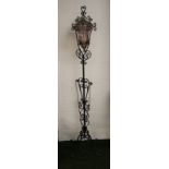 Two wrought iron electric standard lamps (not tested)