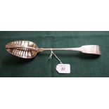 Irish silver strainer spoon, Samuel Neville, Dublin 1834 (300mm 78g) CONDITION REPORT; Overall