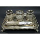 John & Thomas Settle, a hallmarked silver partner's desk stand,