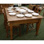 Oak extending dining table,