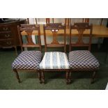 Three Edwardian mahogany-framed and upholstered salon chairs