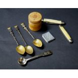 Collectibles; to include gilt spoons, two pen knives,