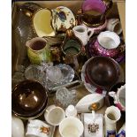 Quantity of ceramics including crested ware, cups and saucers, copper lustre etc.