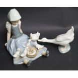 Lladró figure of a seated girl with ducks,