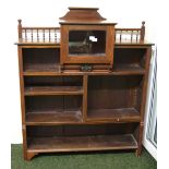 Mahogany open bookcase with glazed cabinet section