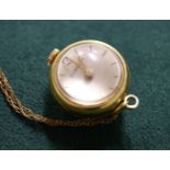 Boxed Gübelin circular ball watch on fine link chain with seventeen-jewel movement
