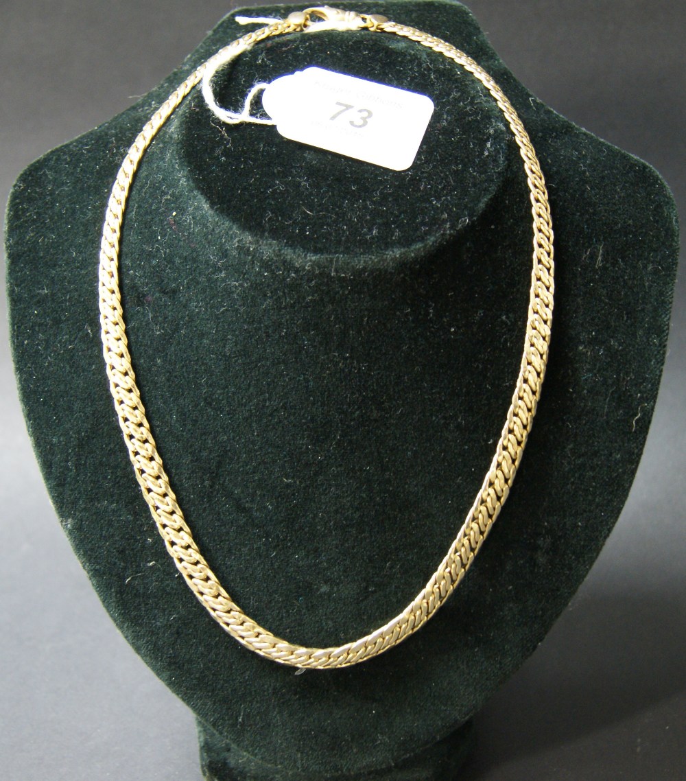 A 9ct gold ladies' articulated-link neck chain, from Boodle & Dunthorne.