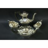 A silver-plated four-piece tea service,