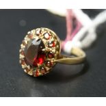 Victorian gold garnet cluster ring,