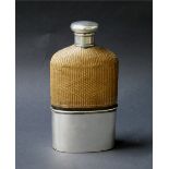 Hallmarked silver-mounted gentleman's flask (cup is silver-plated)