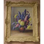H. Shaw; an oil on canvas, still life, more recently framed.