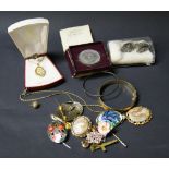 A bag of costume jewellery with a Festival of Britain crown