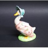 Royal Doulton Beatrix Potter Jemima Puddle Duck figure and a Hunca Munca sweeping figure