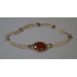 A continental silver and agate choker (marked .