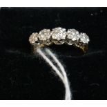 18ct gold five stone diamond ring