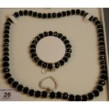 Thomas Sabo black obsidian and sterling silver necklace and bracelet set (retired)