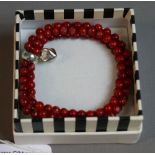 A Thomas Sabo sterling silver and coral bracelet.
