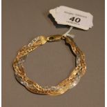 18ct gold tri-coloured bracelet, total weight approximately 12.
