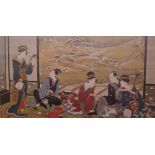 Utagawa Toyoharu (1735 - 1814), a contemporary lithograph after the original painting on silk from
