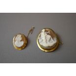 9ct. gold mounted cameo, together with a larch pinchbeck mounted cameo.