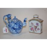 A modern Chinese export teapot and cover with underglaze blue decoration; and a Samson of Paris? tea