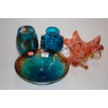 Venetian glassware to include; two vases