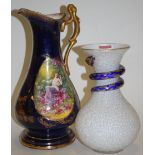 A Staffordshire style ewer, decorated wi