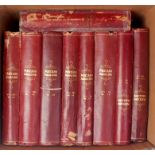 Nine leather bound volumes of Meccano ma